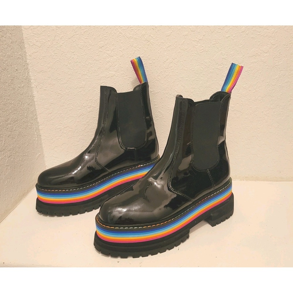 Women's Rainbow Grunge Gothic Platform Combat Boots Kurt Geiger London Lug Sole